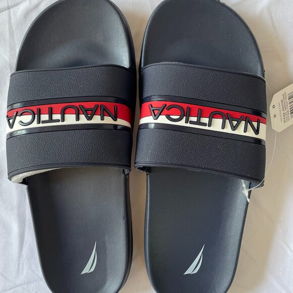 Nautica STUNSAIL TODDLER Comfort Flip Flop Slipper in Navy and Red, Size 9 US - Picture 1 of 8